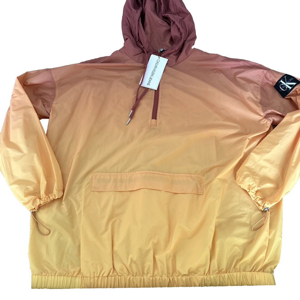 Calvin Klein Jeans Women’s XL Ombre Water-Resistant Hooded Rain Jacket Orange